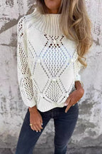 Round Neck Hollow Knit Sweater