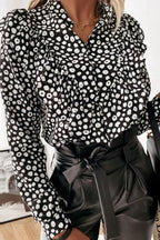Leopard Dot Print Ruffle Blouse