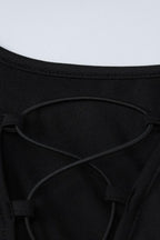 Sexy Hollow Tie Detail Long Sleeve Bodycon Maxi Dress