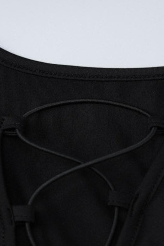 Sexy Hollow Tie Detail Long Sleeve Bodycon Maxi Dress