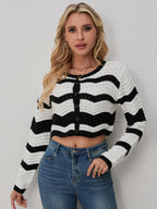 Striped Colorblock Knit Cardigan