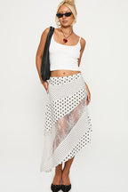 Polka Dot Lace Asymmetrical Maxi Skirt