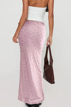 Comfortable Slim Digital Floral Print Maxi Skirt