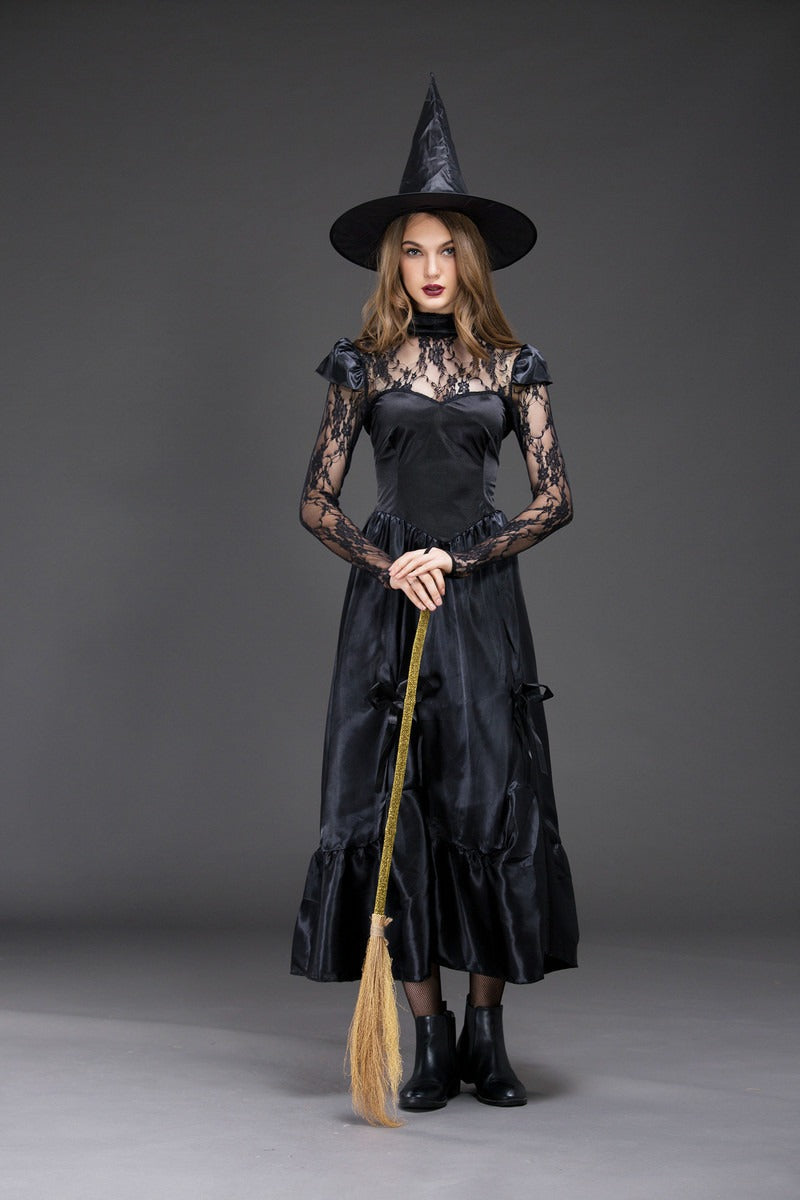 Sexy Black Lace Witch Cosplay Halloween Costume