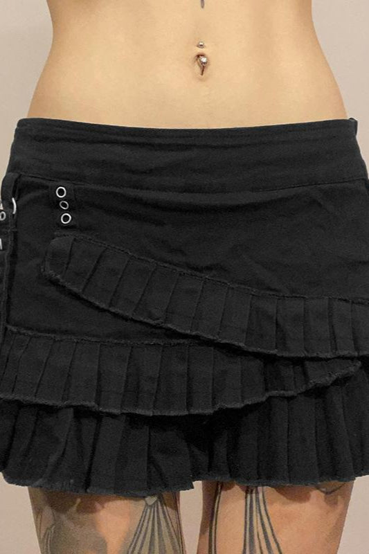 Punk Metal Trim Low Waist Skirt