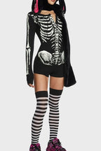 Halloween Skull Print Bodysuit T-Shirt