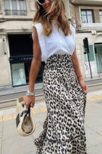 Leopard Print Flowy Midi Skirt