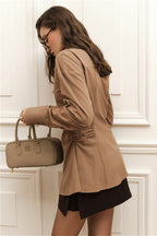 Vintage Cotton Ruched Waist Slim Fit Blouse