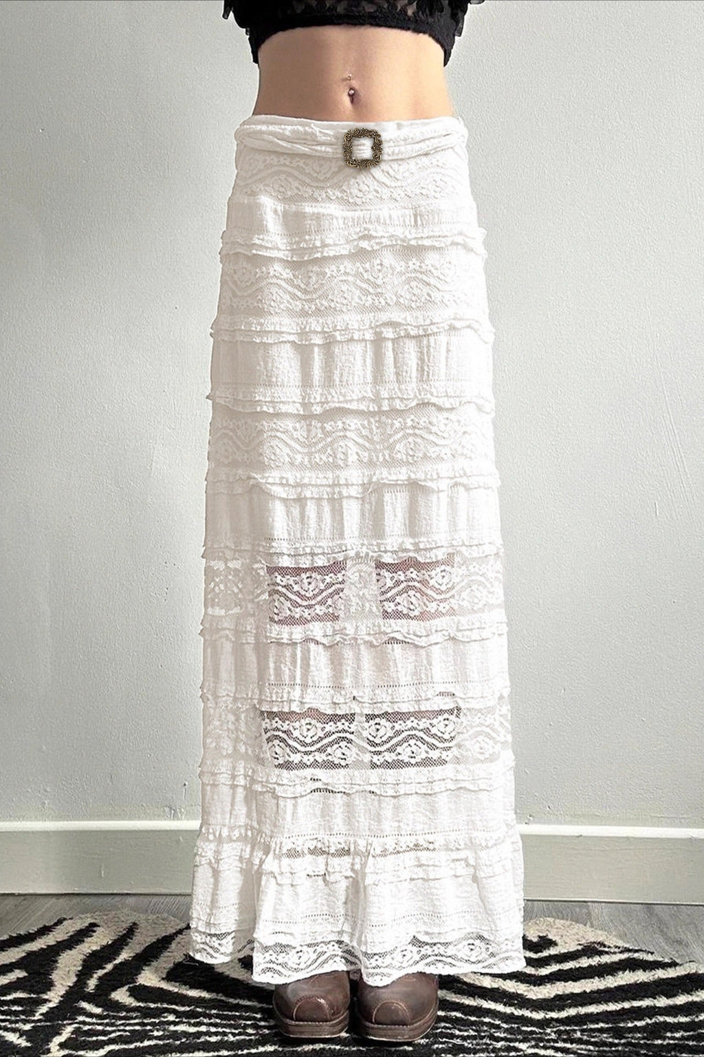 Jacquard Lace Slim Maxi Skirt