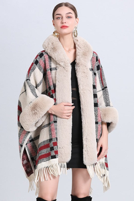 Plus Size Hooded Wool Cape Coat