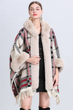 Plus Size Hooded Wool Cape Coat