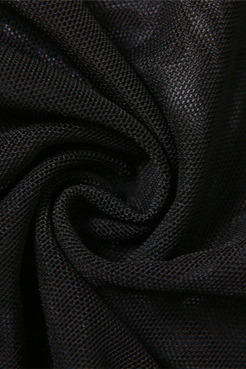 Slim Fit Irregular Mesh Overlay Knit Top