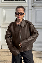 Retro Brown Leather Biker Jacket