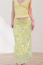 Slim Floral Print Matching Skirt