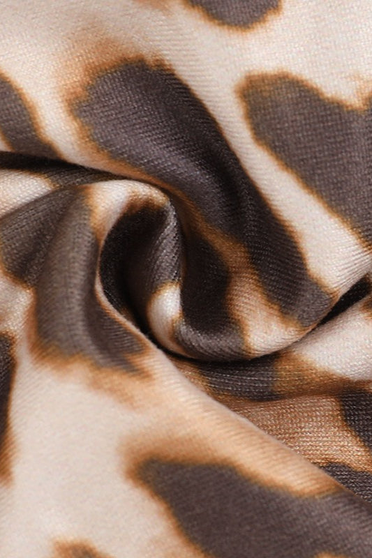 Ruffled Tie Leopard Print Mini Dress