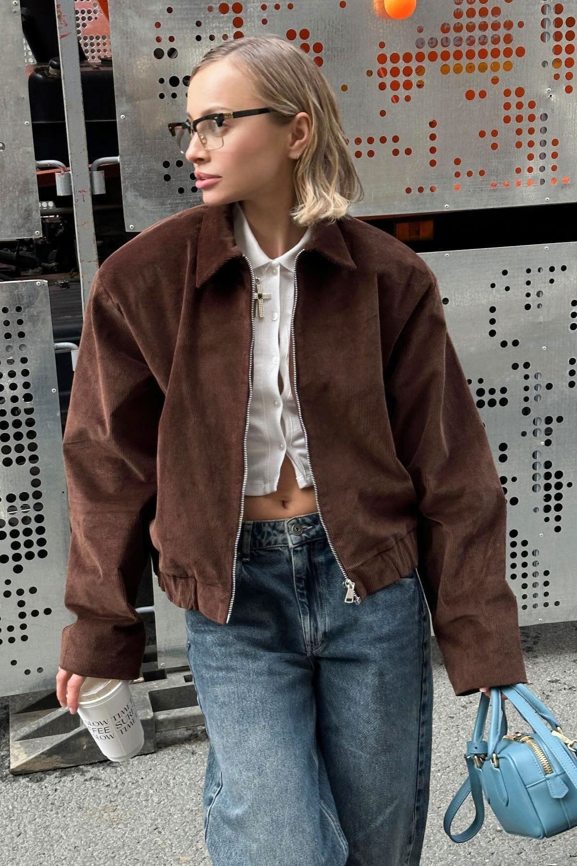 Retro Corduroy Collared Jacket