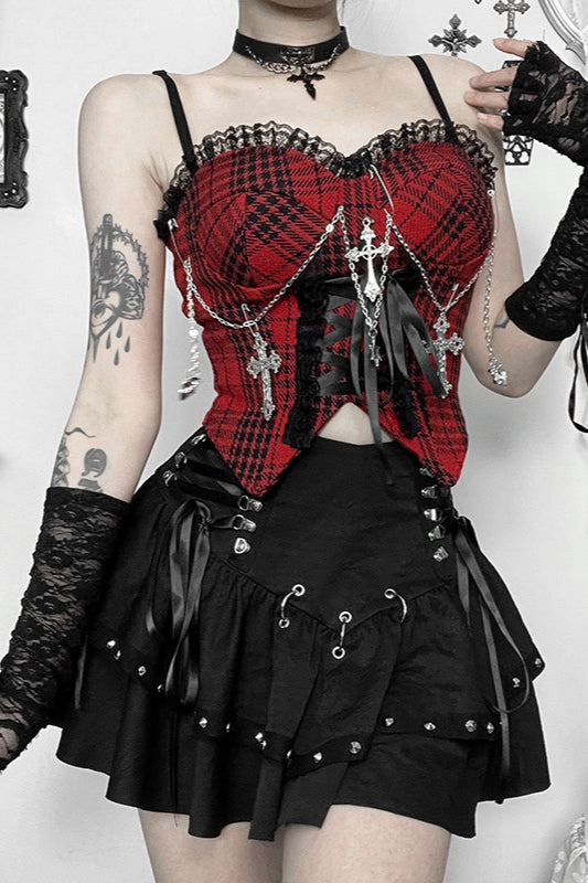 Punk Charm Zipper Detail Skirt