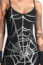 Sexy Strap Spider Print Mini Dress