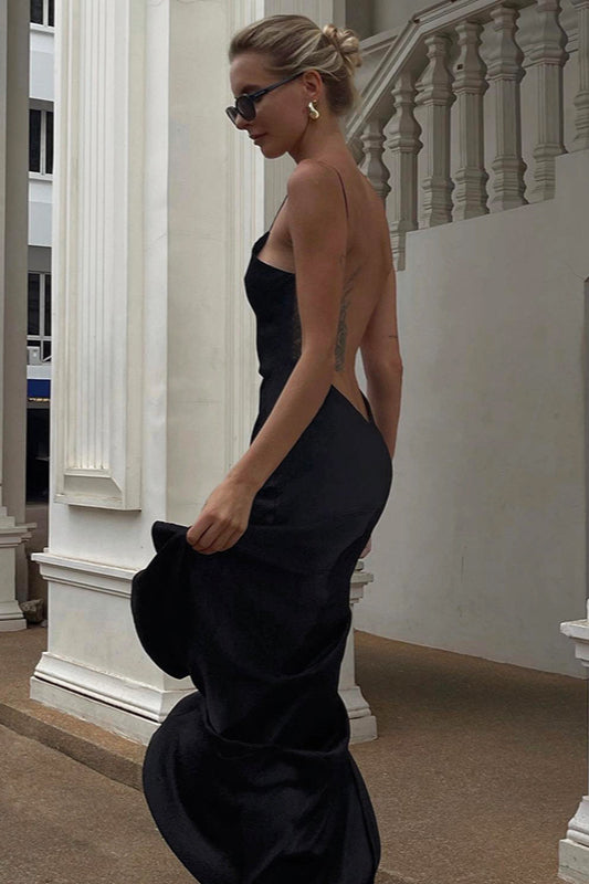 Elegant V-Neck Backless High Slit Maxi Dress