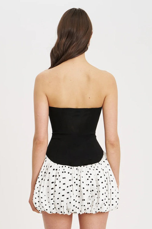 Polka Dot Strapless Bodycon Mini Dress