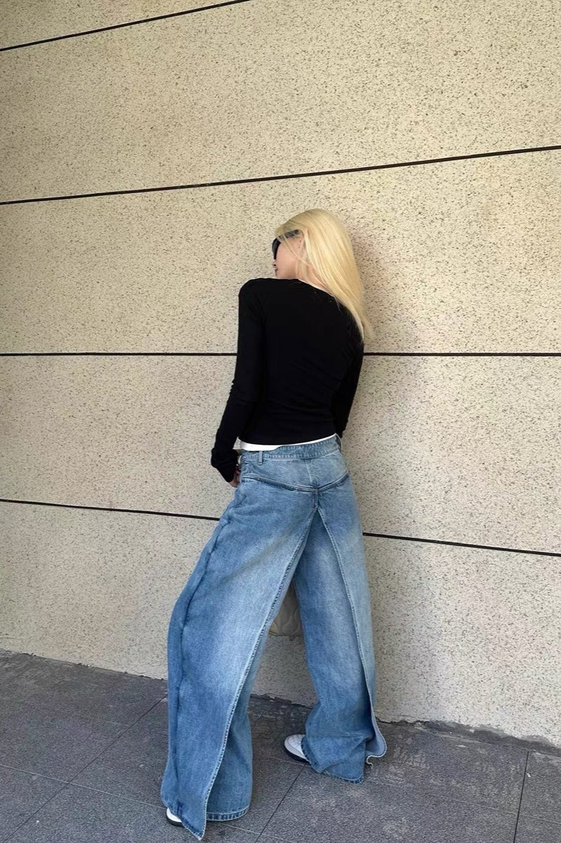 Vintage Washed Deconstructed Jeans