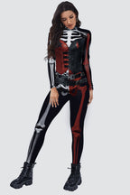 Halloween Skeleton Long Sleeve Jumpsuit Two Pieces Set