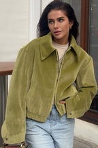 Solid Velour Collared Jacket