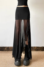 Mesh High-Waisted Sexy Midi Skirt