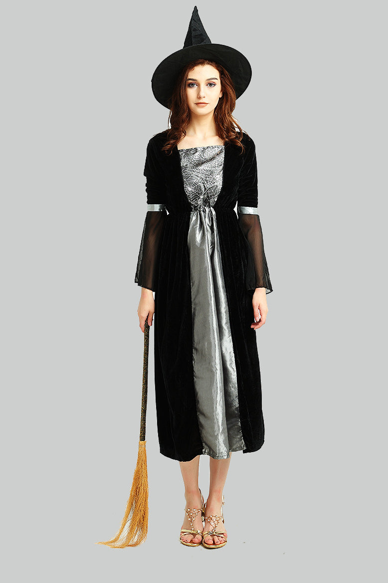 Halloween Witch Cosplay Velvet Maxi Dress