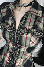 Dark Street Style Tartan Blouse