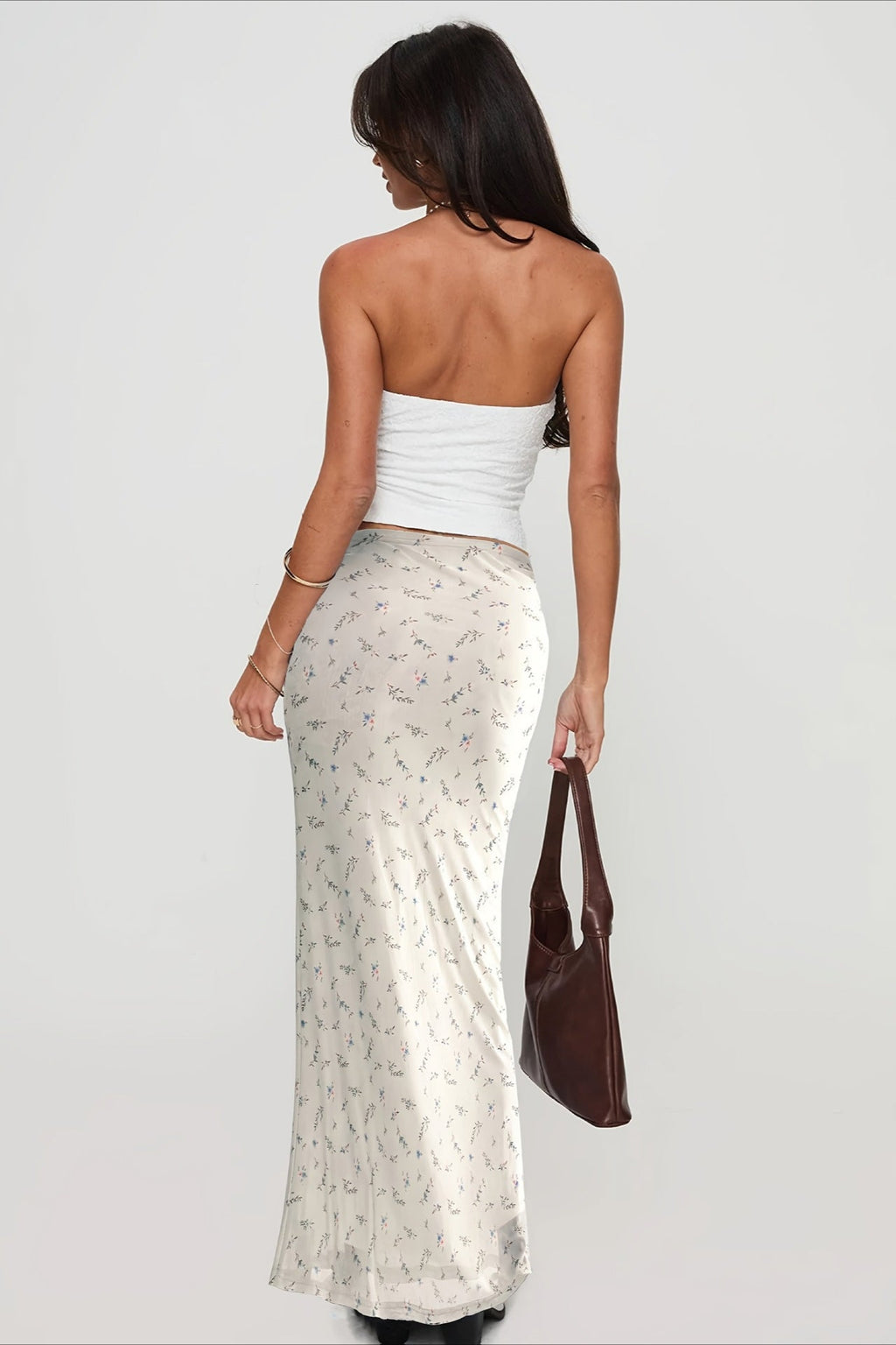 Floral Chiffon Mermaid Maxi Skirt