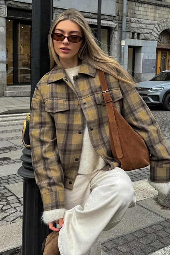 Vintage Loose Plaid Wool Coat