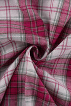 Pink Plaid Loose Fit Button-Up Blouse