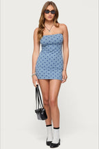 Polka Dot Strapless Bodycon Mini Dress
