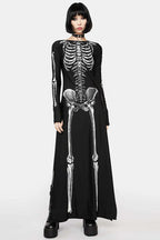 Halloween Skull Print Sexy Bodycon Maxi Dress