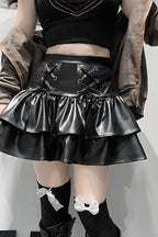 Dark Style Pleather Flare Skirt