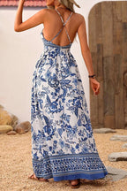 Hawaiian V-neck Short Sleeve Floral Dress