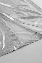 Silver High-Waisted Slit Bodycon Skirt