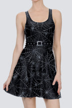 Gothic Spider Web Sleeveless Mini Dress