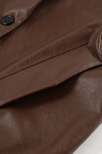 Vintage Brown Leather Blazer Coat