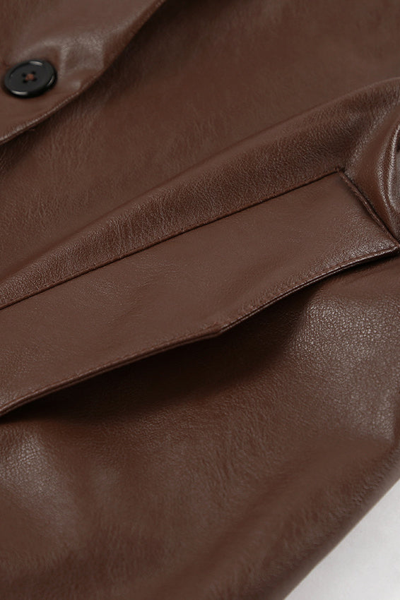 Vintage Brown Leather Blazer Coat