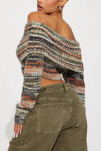 Vintage Color Block Off Shoulder  Blouse