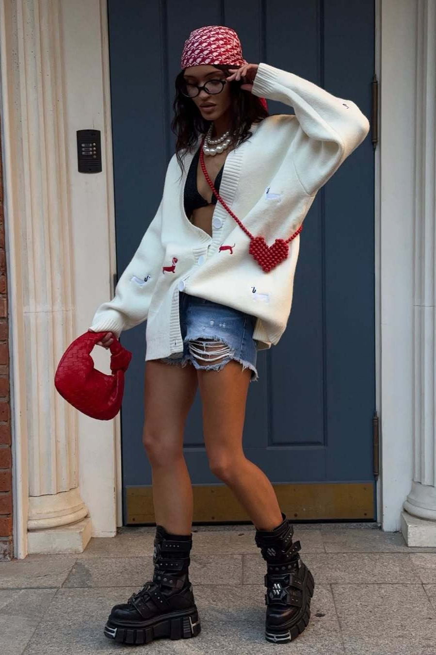 V-Neck Embroidered Cardigan Sweater