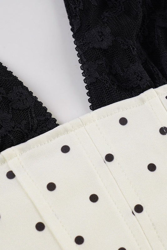 Polka Dot Lace Halter Two Pieces Set