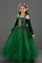 Green Elf Dress Kid Halloween Costume