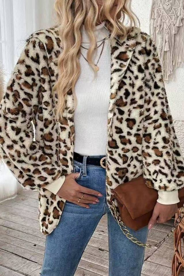 Printed Reversible Fleece Open Front Coat