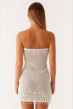 Knit Strapless Mini Boho Dress