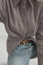 Vintage Khaki Suede Waist Cinched Blouse