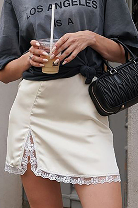 Lace-Trim A-Line Mini Skirt