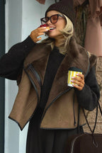 Brown Faux Fur Loose Fit Coat